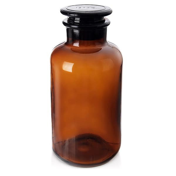 Matbehållare i glas brun med kork bred hals 1 l