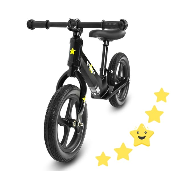Sort løbecykel, 12” hjul, stærk stel, let børnecykel
