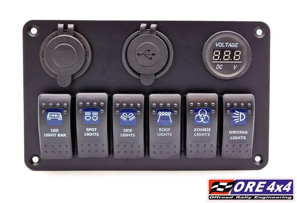 Carling 6x panel kontakter tilbehør USB-stik lighter voltmeter 12V