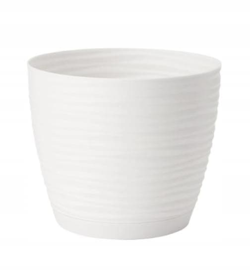 Blomkruka med fat, vit, 19x17,3cm, plast
