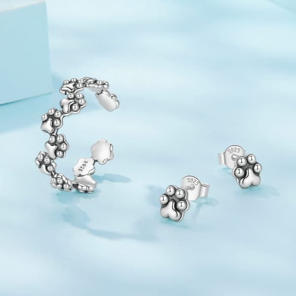 Justerbar silverring med HUNDTASSA, 925 silver
