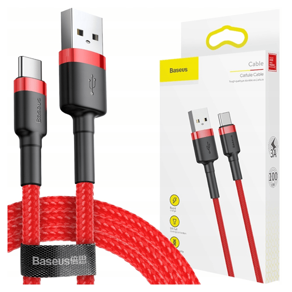 Baseus Cafule 3A USB-C-kaapeli 1m (punainen)