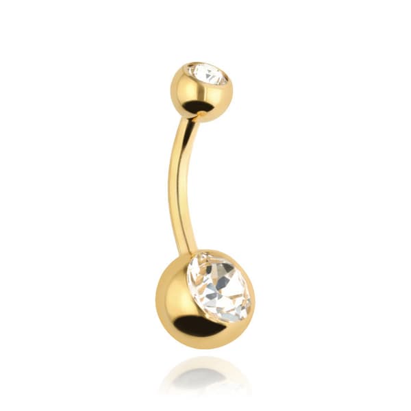 Titanium navlering med hvide krystaller - guld - TPP-005 1.6/8