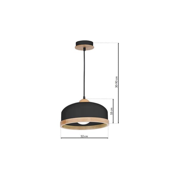 HÆNGELAMPE STUDIO 1 E27 SORT TRÆ MILAGRO MLP8851