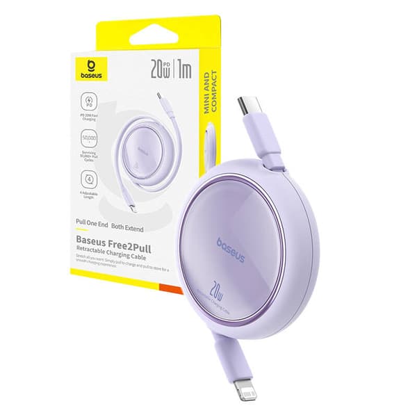 Baseus Free2Pull USB-C til iPhone 20W 1m USB-kabel (lilla)
