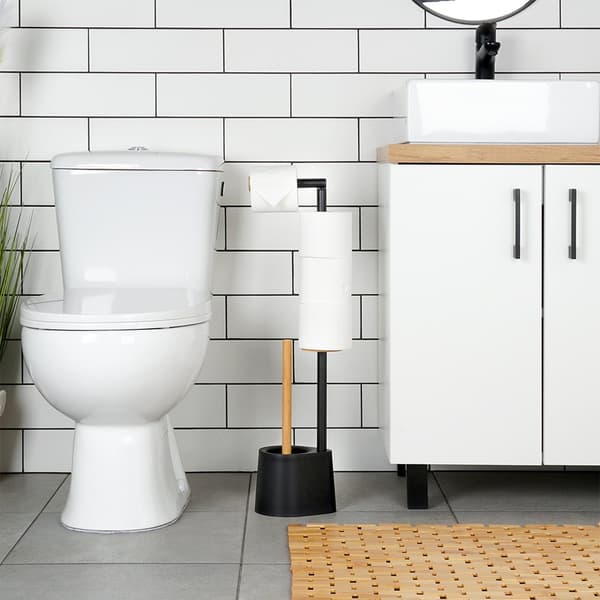 Toiletpapirholder med børste sort 66 cm
