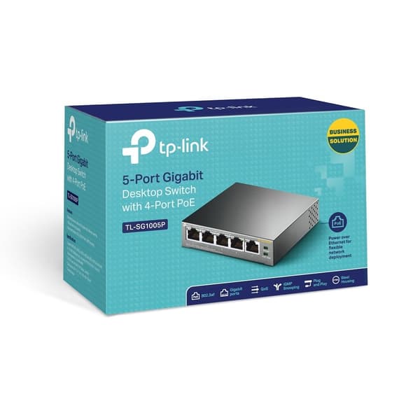 TP-Link TL-SG1005P Netværksswitch, 5 porte, PoE, Sort