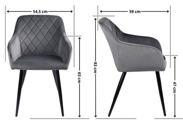 MILTON samettinen nojatuoli, tummanharmaa