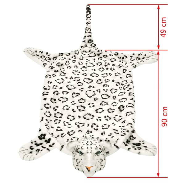 vidaXL Plysch Leopardmatta, 139 cm, Vit