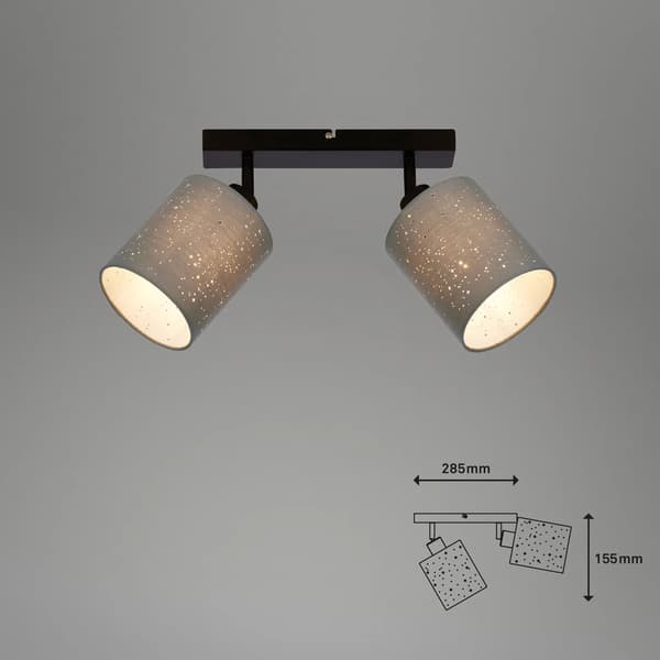Loftlampe Spotlight 2xE27 Sort Stof Stjerneeffekt Stue Soveværelse