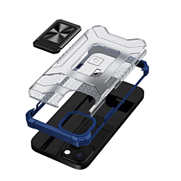 Crystal Ring Case armerat hybridskal + magnetisk hållare iPhone 12 mini blå