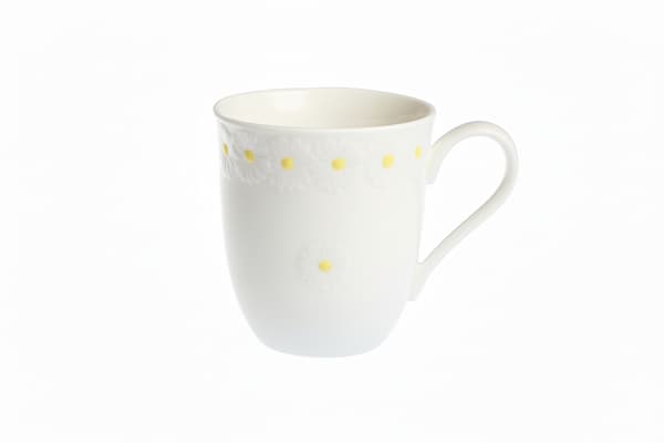 MUGG FÖR KAFFE, TE, CHOKLAD 300 ml VIT KERAMISK DESIGN DAISY LINE