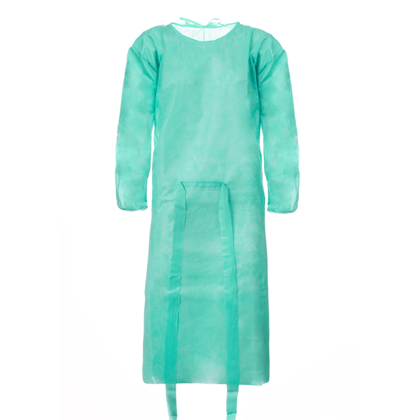 Engangsforklæde grønt L med elastik (24g non-woven stof) 10 stk.