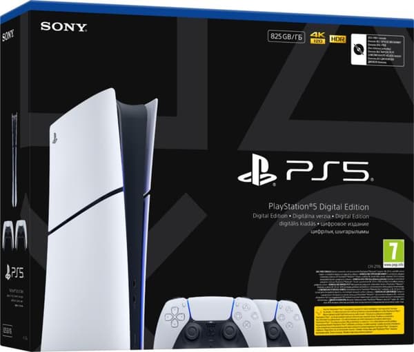 Konsol PLAYSTATION 5 Slim Digital Edition 825GB E Chassis (CFI-2100) + Ekstra Dualsense-controller Hvid-sort