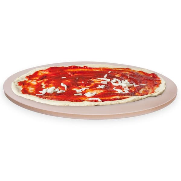Pizzasten i eldfast lera med stativ och kniv 3 delar