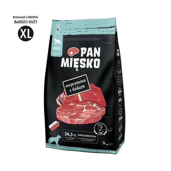 Torrfoder för hundar Pan Meat Pork med vildsvin XL 9 kg