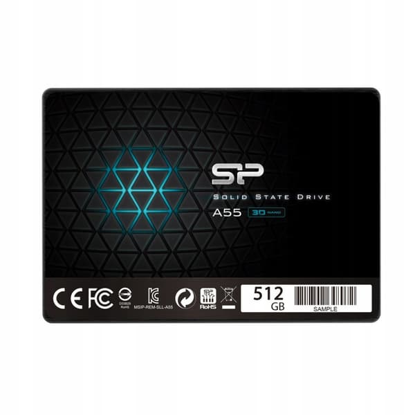 Silicon Power A55 SSD 512GB 2,5" SATA3 Sort, 7 mm