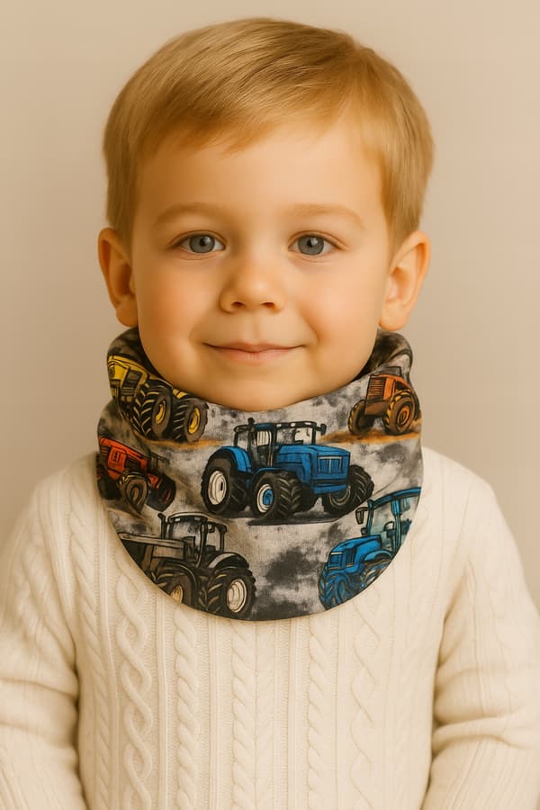 Barnhalsduk 3-9 år UNIVERSAL höst-vinter i TRACTORS