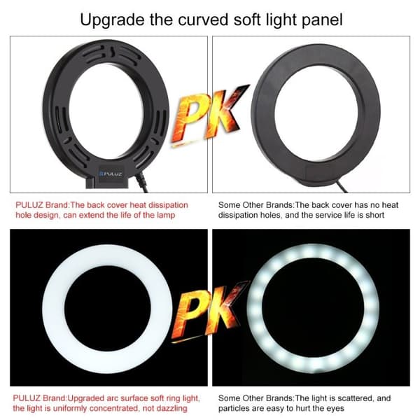 Puluz LED-ringlampe med justerbar stativ PU391