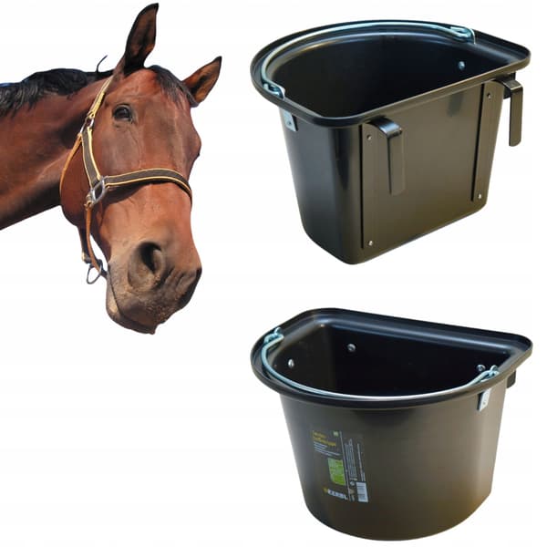 Fodertråg med slinga och båge, 12 l, SVART
