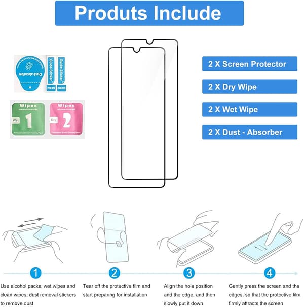 2x 9H Hærdet Glas til Samsung Galaxy A30/A33 med sort ramme