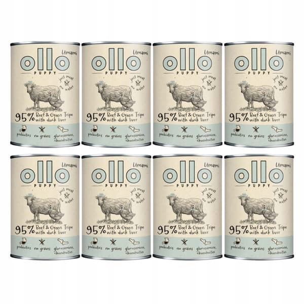 Ollo Puppy Umami vådfoder til hunde med oksekød, 8 x 400 g