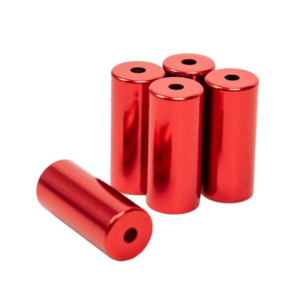 Växelhusändar, aluminium 4 mm, 5 st. röda