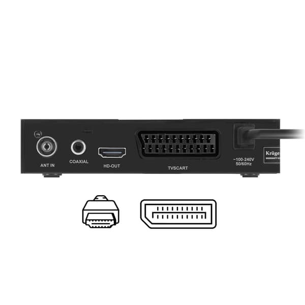 DVB-T2 H.265 tuner hevc Kruger&Matz hdmi scart PVR EPG USB dekoder
