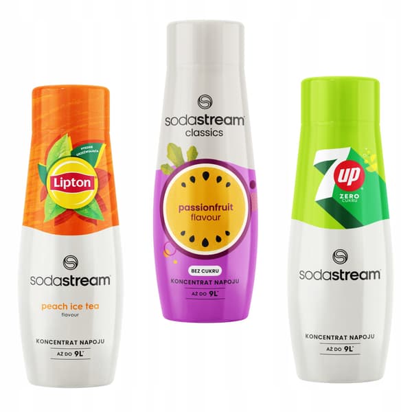 Sodastream-koncentrat. Lipton iste persika + passionsfrukt + 7up gratis