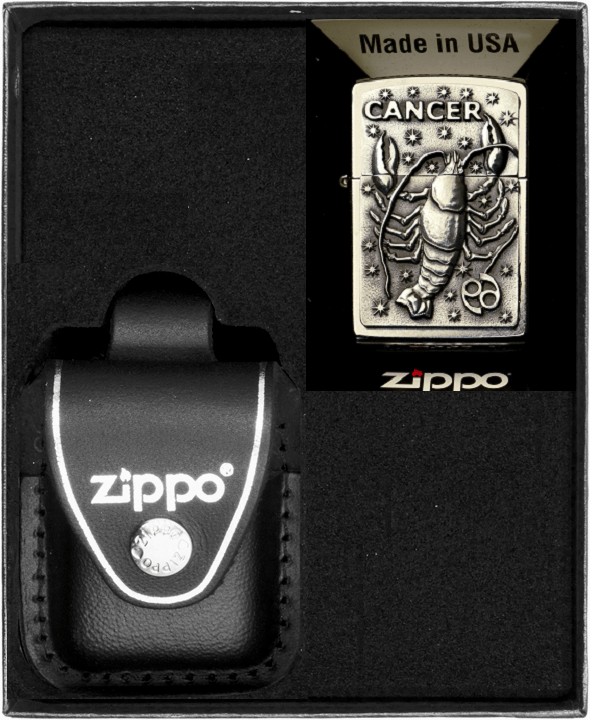 Sæt med Zippo lighter stjernetegn kræft gave nr. 3