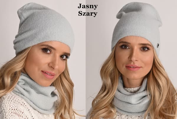 Ljusgrå damset Alpacka tubmössa AL1