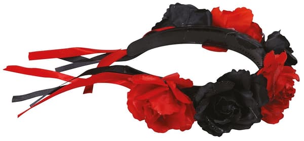 Pandebånds-tiara med sorte røde blomster og muertos