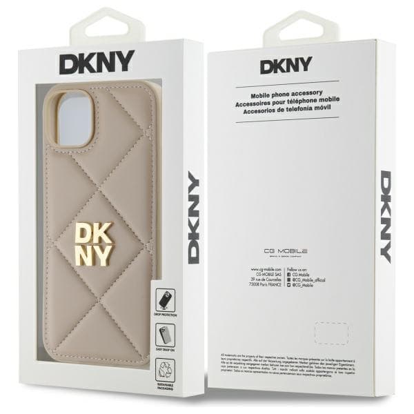 DKNY DKHCP15MPQDSLE iPhone 15 Plus 6,7 Beige Quiltet Stack Logo