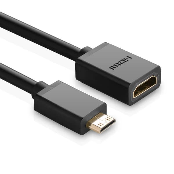 UGREEN 20137 Mini HDMI - HDMI -sovitin, 22 cm (musta)