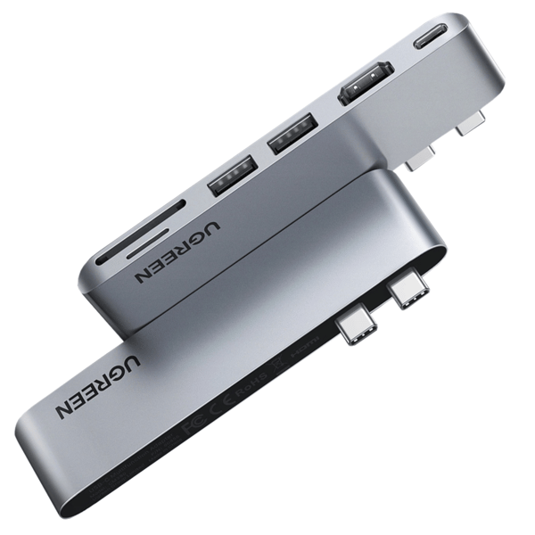 HUB Ugreen CM380 2xUSB C - HDMI/2xUSB 3.0/SDTF/USB C PD - grå