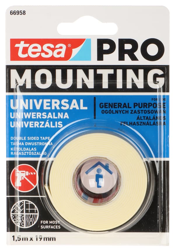 DUBBELHÄFTIG MONTERINGSTEJP MOUNTING-PRO/UNIVERSAL/1.5X19 TESA