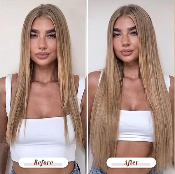 LYSBLONDE HÅREXTENSIONS 1 HÅRSTYKKE 46 CM