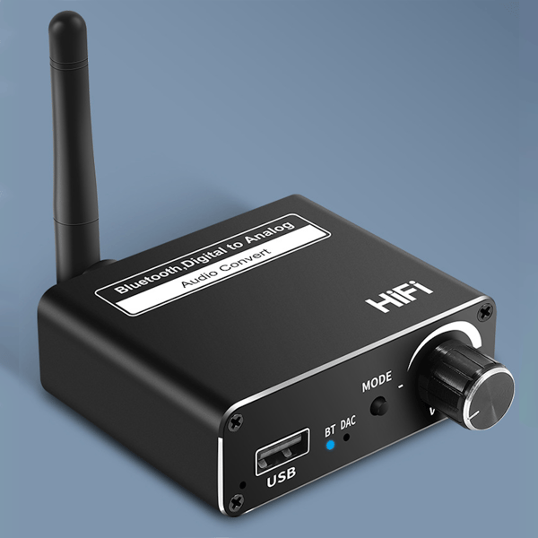 Lydkonverter med Coaxial Toslink Bluetooth USB til AUX DAC HiFi Adapter
