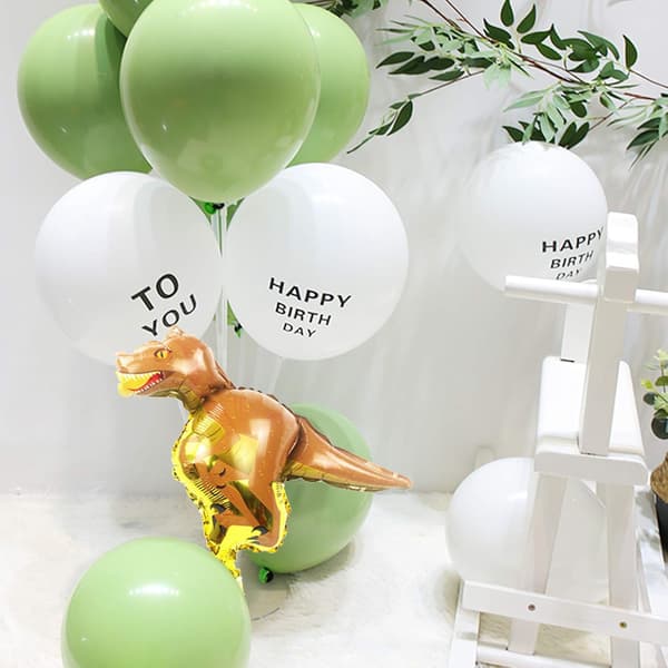 STOR 76 CM GRØN BALLON TIL 2-ÅRS FØDSELSDAGSKRONEDINOSAUR