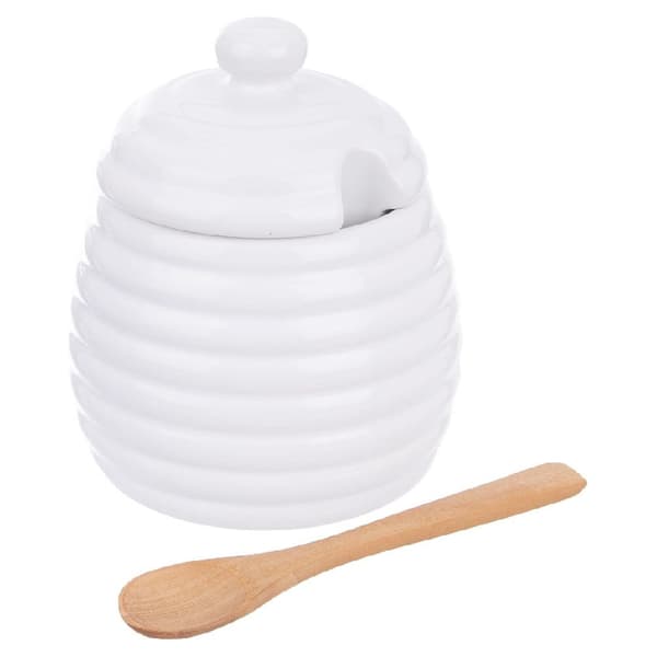 Porcelæns honningbeholder med ske WHITELINE 340 ml