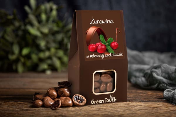 Tranebær i mælkechokolade 100g Green Touch