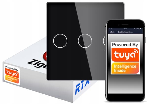 Kosketuskytkin MUSTA 3-piiri ZigBee TUYA RTX SH