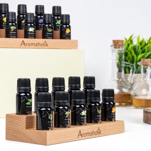 Ställ för eteriska oljor 10x10ml i trä | Display