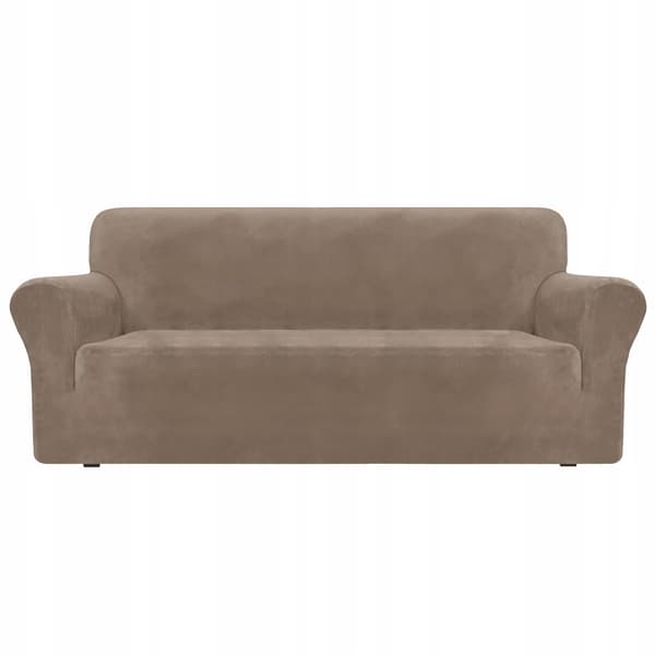 Överdrag för 3-sits hörnsoffa i sammet elastisk TESS beige