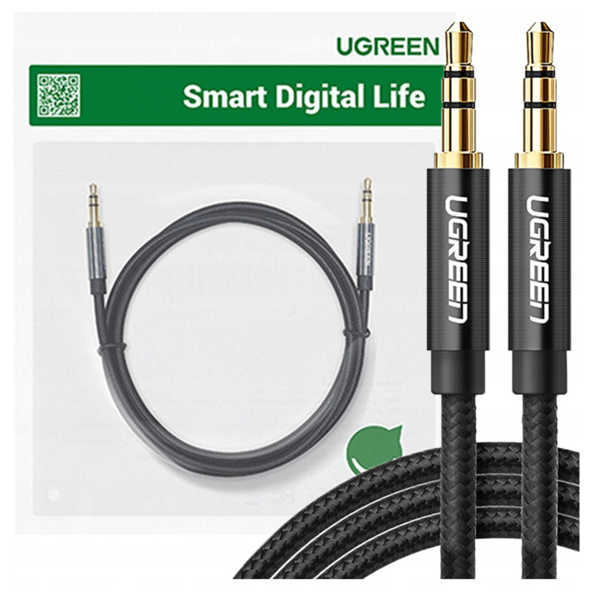 UGREEN AV112 3,5 mm mini-jack-kabel, AUX, 2 m (sort)