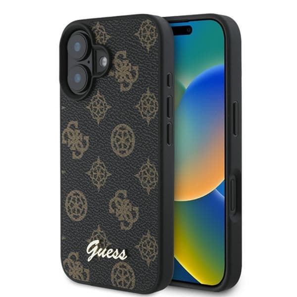 Guess Peony Script MagSafe - iPhone 16 Plus -suojakuori (musta)