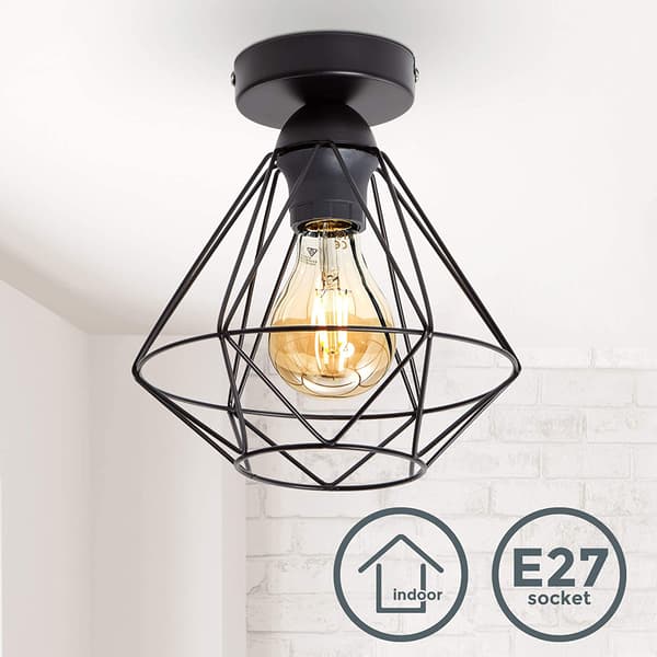 LOFT loftlampe, sort E27 burlampe - stue, køkken, soveværelse