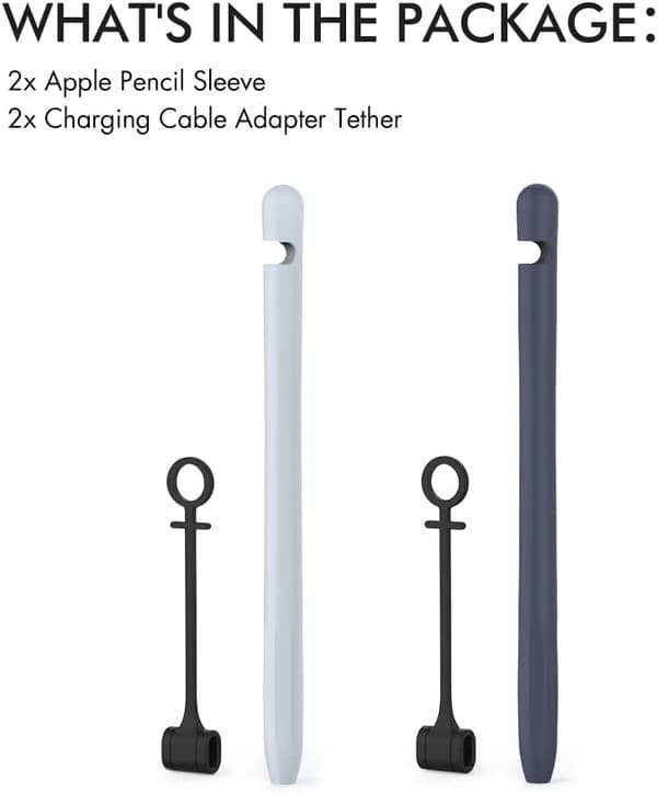2x ETUI TIL APPLE PENCIL 1-GEN SKRIDSIKKER SILIKONE GRÅ