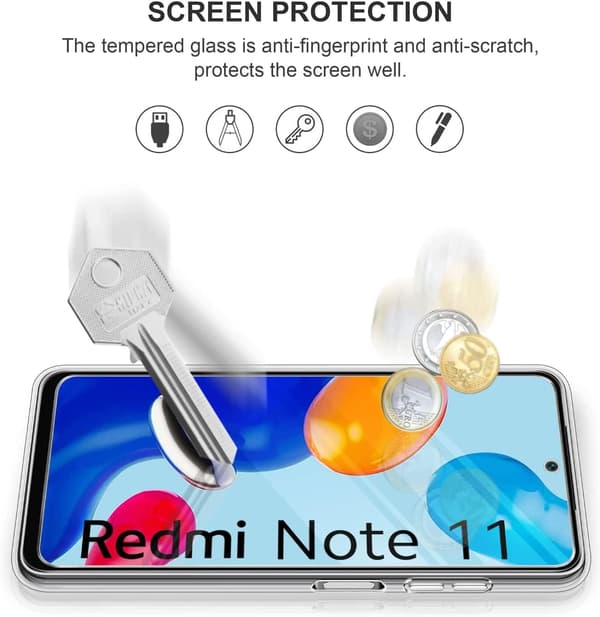 ETUI TIL XIAOMI REDMI NOTE 11/NOTE 11S 4G SILIKONE BAGSIDER 3X GLAS