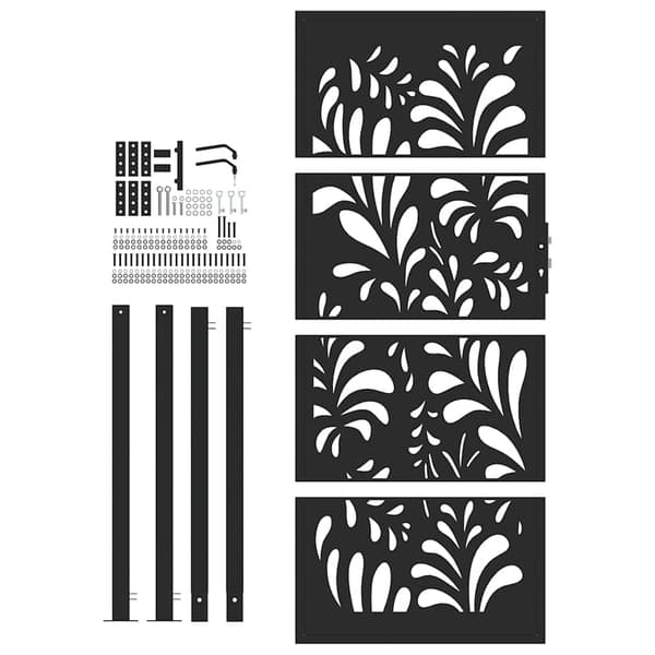 vidaXL havelåge sort 105x205 cm stål bølgemønster
